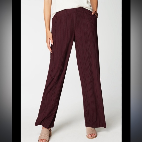 NWT J. Jill Pure Jill Pleated Wide Leg Pants Eggplant size Large Buisness Mature - Picture 1 of 5